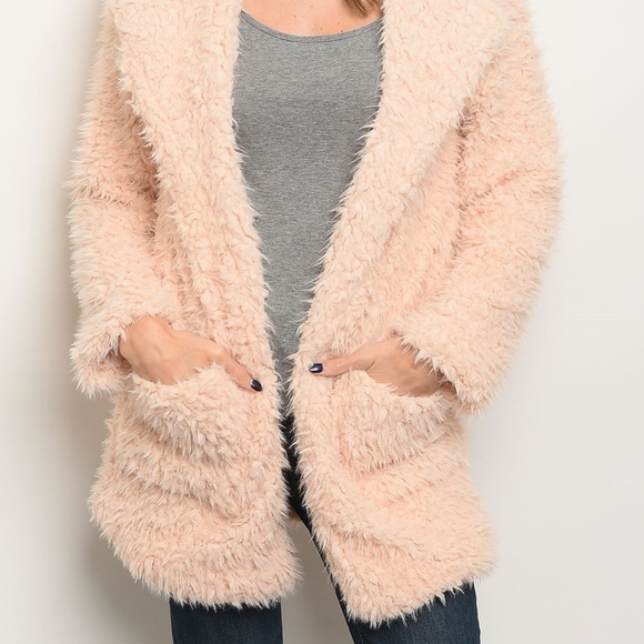 🌿LAST ONE🌿Blush Pink Faux Fur Teddy Bear Coat - Picture 3 of 7